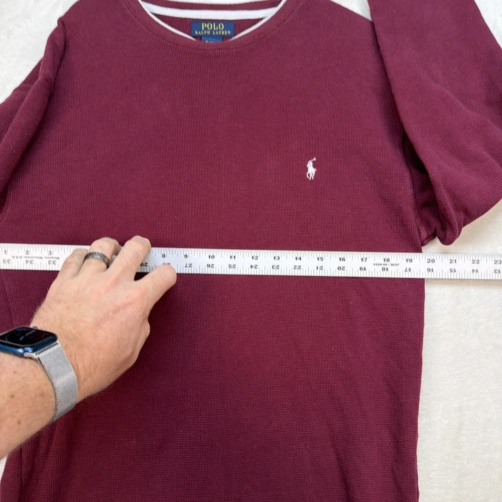 Polo Ralph Lauren Waffle Knit Thermal Shirt Burgundy‎ Crewneck XL Preppy